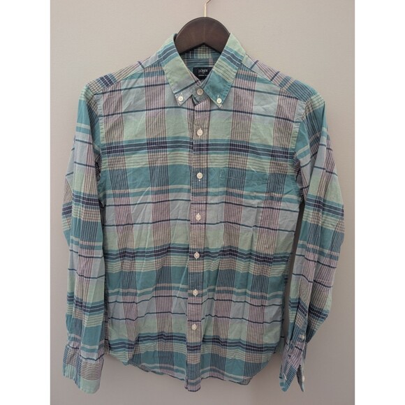 J Crew Men's Shirt Small Pastel Blue Summer Plaid Long Sleeve Button Down #40732 - Picture 3 of 13